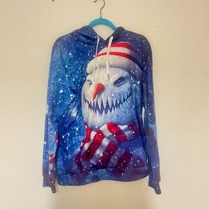Blue Snowman Graphic Women’s Hoodie